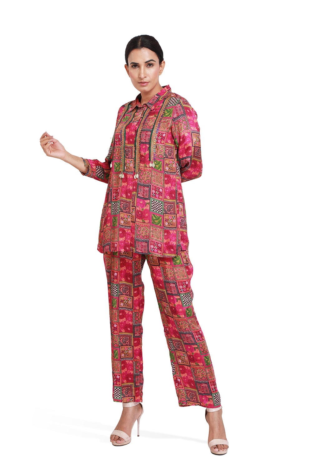 Majenta Square Print Co-ord Set - Set of 2