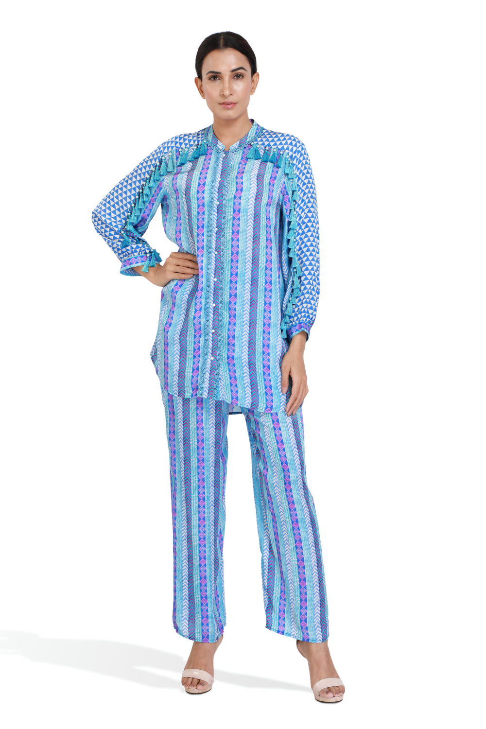 Blue Striped Co-ord Set - Set of 2