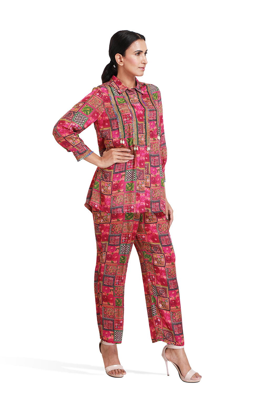 Majenta Square Print Co-ord Set - Set of 2