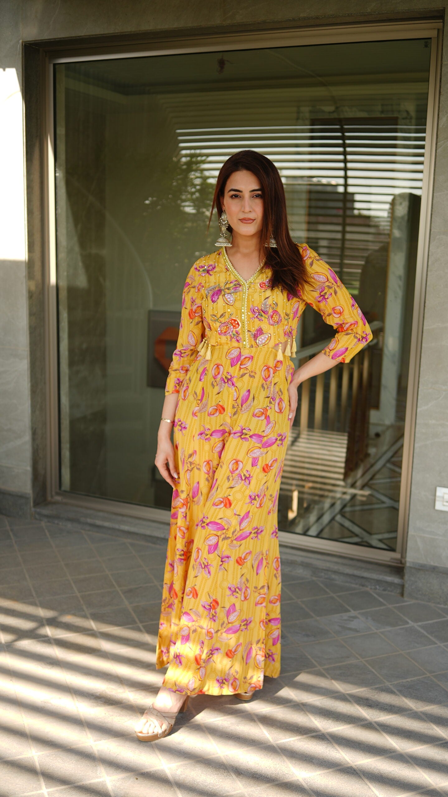 Yellow Print Jumpsuit