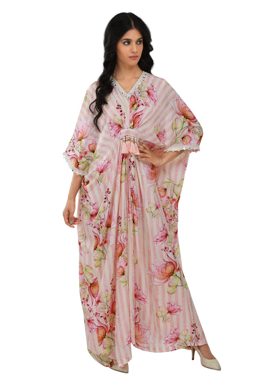 Full Length Pink & White Kaftan